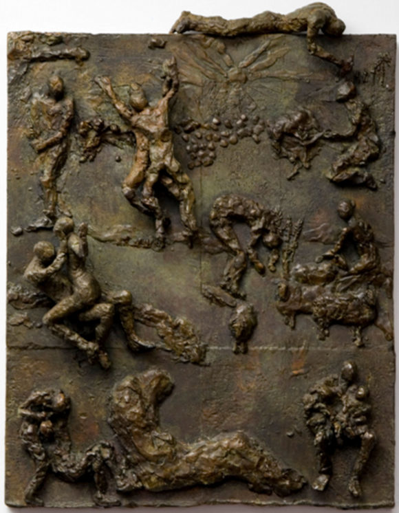 Lynda Caspe, The Story of Cain and Abel, 2007, bronze relief, 29 x 23 x 8 in.