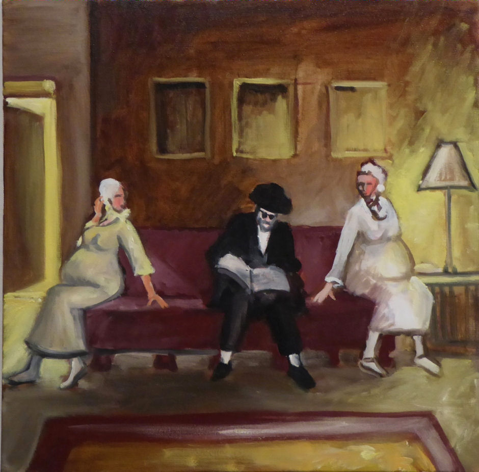 Richard McBee, Leah and Rachel Pregnant, from The Story of Asenath, 2014, oil on canvas 24 x 24 in. Courtesy of the artist.