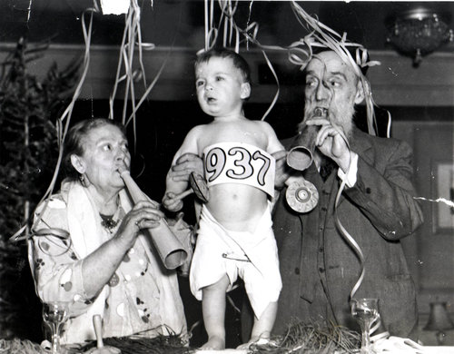 Residents ring in the New Year, 1937