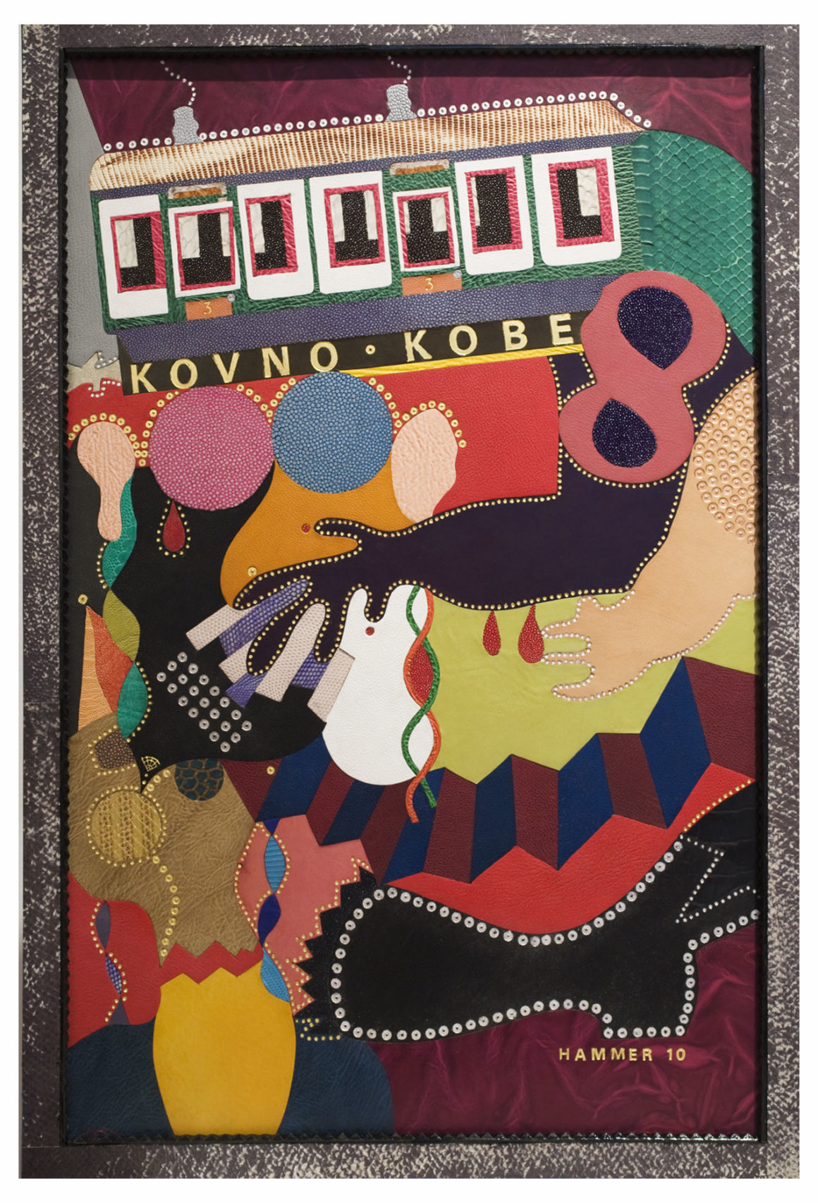 onathan Hammer, Kovno-Kobe, 2010, two-fold screen, diverse leather tooled in precious metals, 40 x 30 x 1 inch. Private Collection, New York.