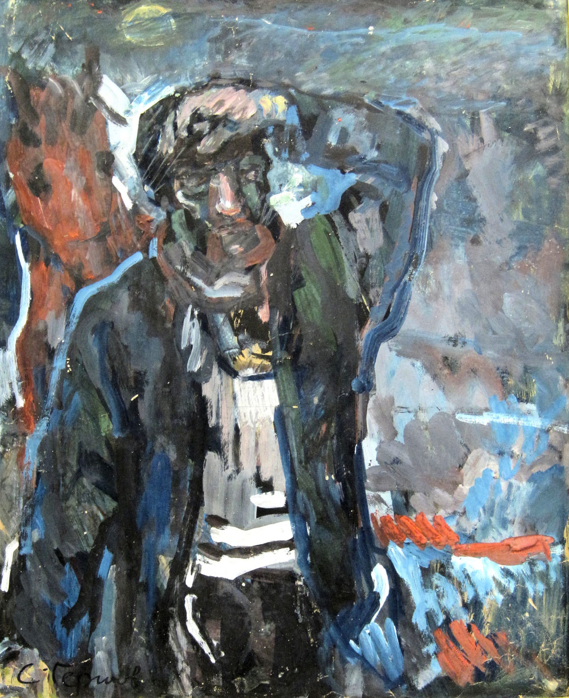 Solomon Gershov (Russian, 1906-1989) , Tevye, 1963-1964, gouache on paper, 26 x 22 in. The Art Collection at The Hebrew Home at Riverdale.