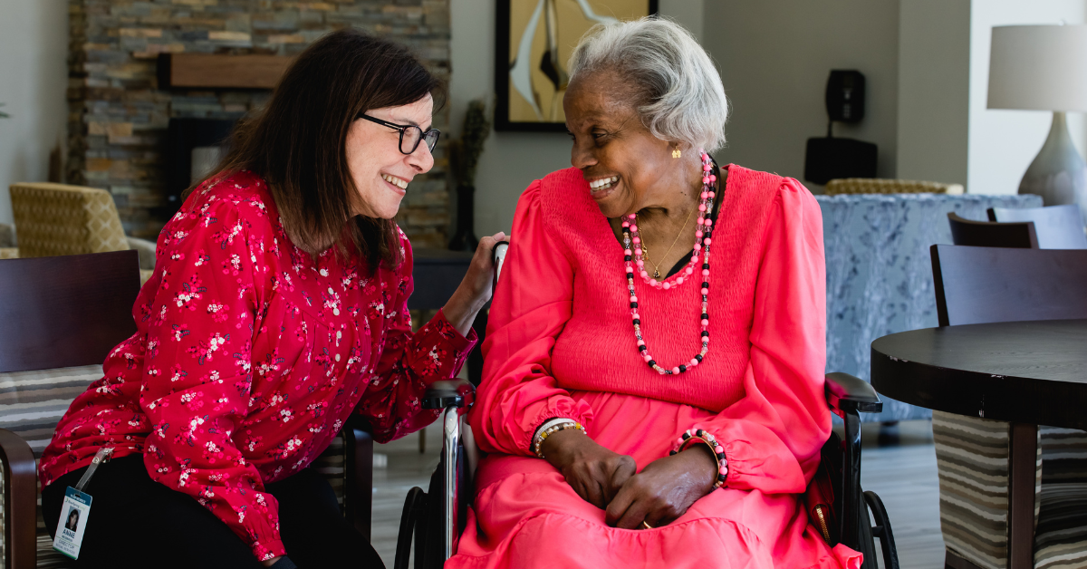 social worker engaging with RiverSpring Living resident