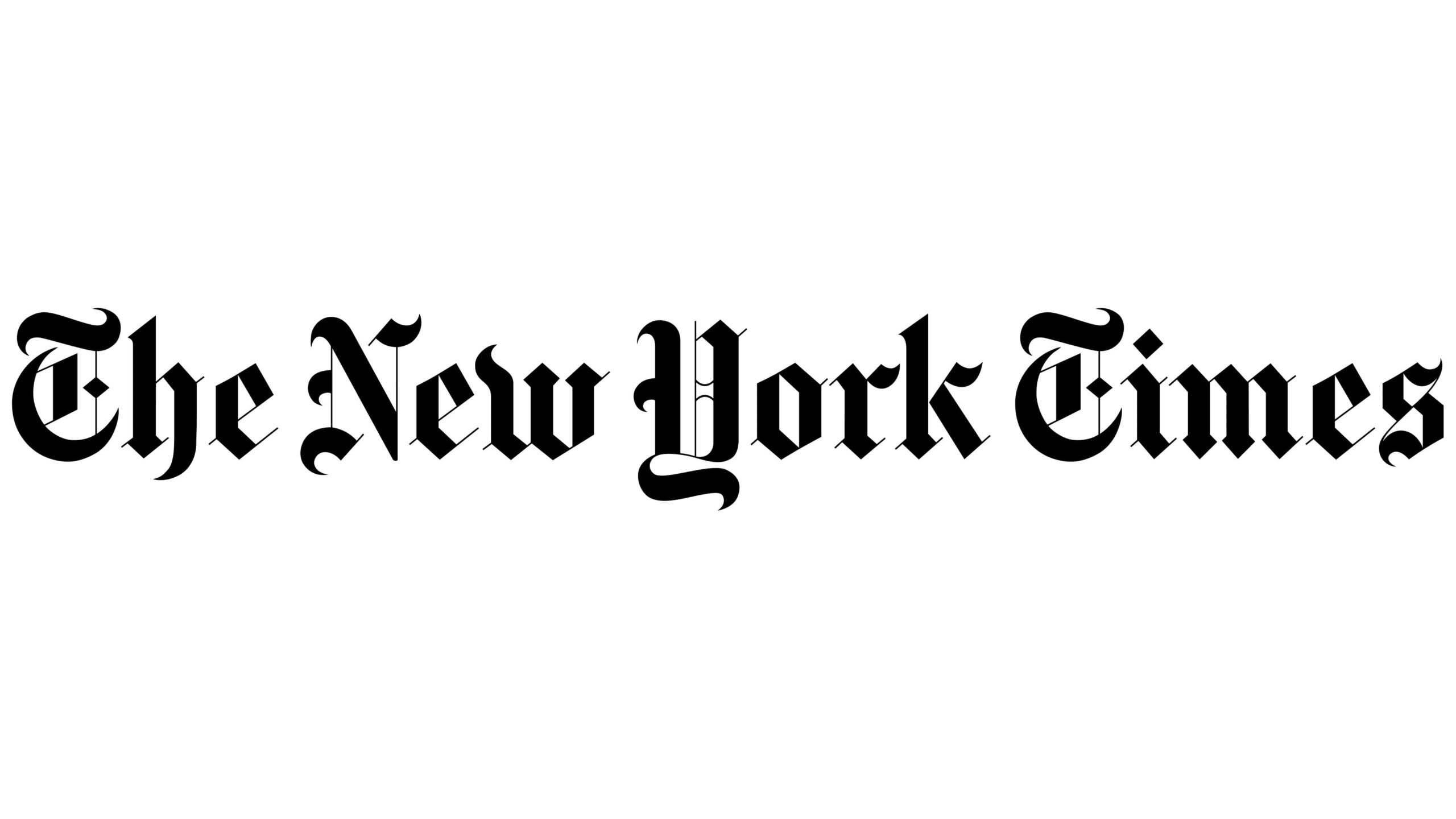 The New York Times logo in blackletter font on a white background evokes the comfort of tradition and journalistic excellence.